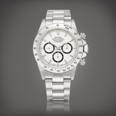 View full screen - View 1 of Lot 2287. Cosmograph Daytona "Error Dial", Reference 16520 A stainless steel chronograph wristwatch with "Error Dial" and bracelet, Circa 1999 | 勞力士 | Cosmograph Daytona "Error Dial", 型號16520 | 精鋼計時鏈帶腕錶,備"Error Dial",約1999年製.