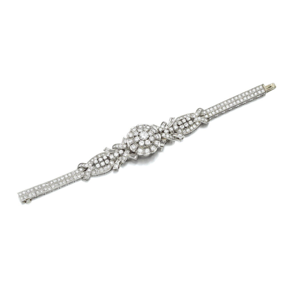 View full screen - View 1 of Lot 48. LADY'S DIAMOND WRISTWATCH, 1950S.