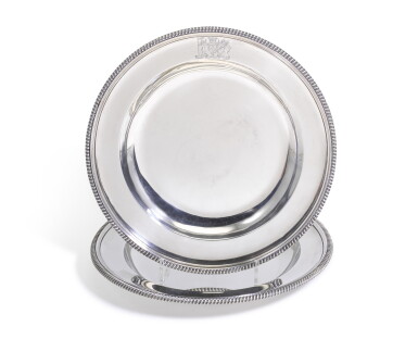 View full screen - View 1 of Lot 116. NELSON: A Pair of George III Silver Soup Plates from the Copenhagen Service, Timothy Renou, London, 1801.