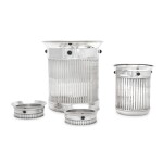 An electroplate wine cooler and coaster set, Cartier, 20th century