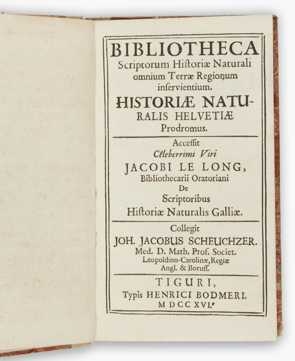 View full screen - View 1 of Lot 190. Scheuchzer, Johann Jakob | First edition of the earliest general bibliography of geology and mineralogy.