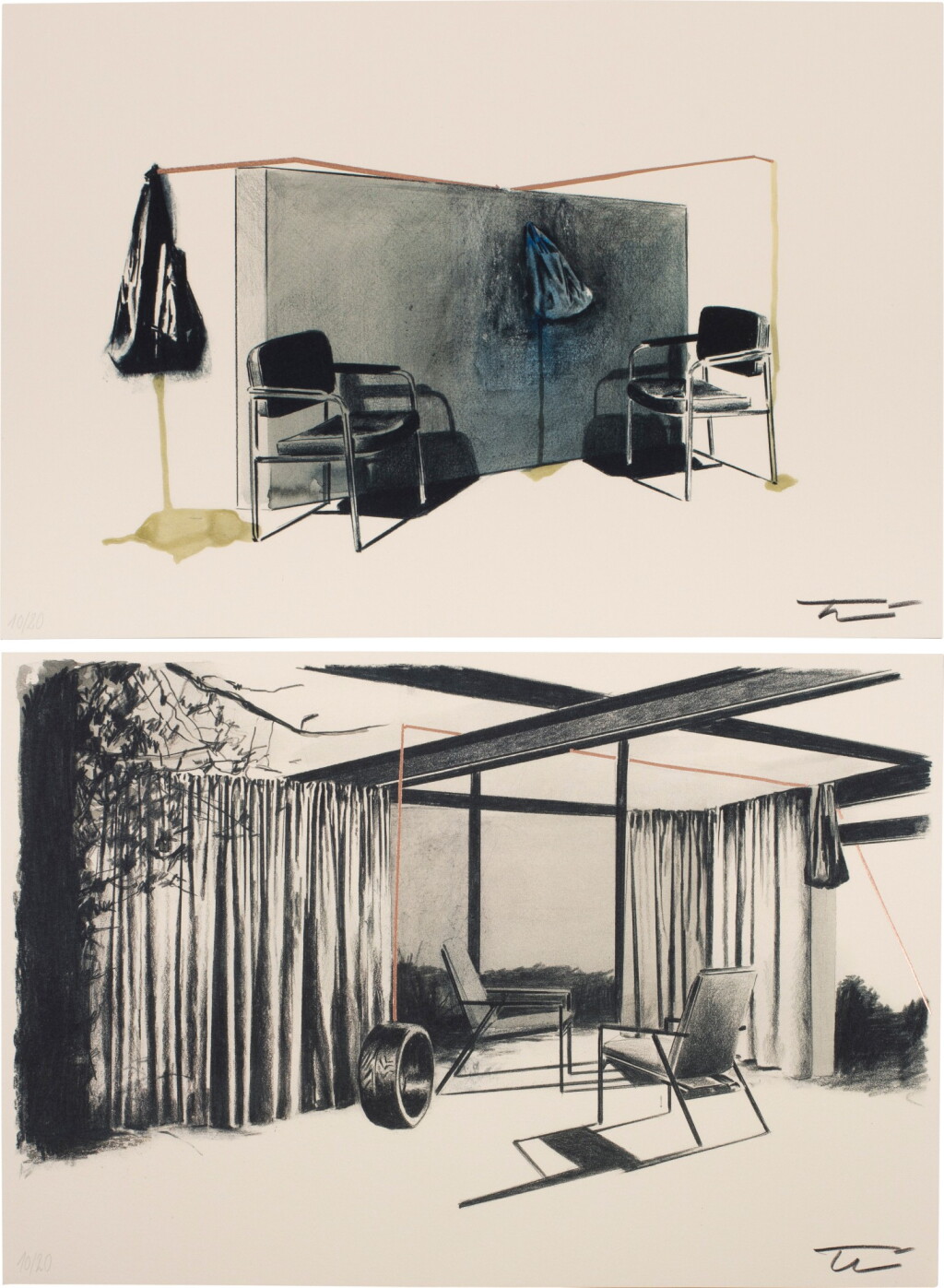 View full screen - View 1 of Lot 251. Les Choses. Solstice, 2015. 10 litho. avec dorure au cuivre. 1/100 de sociétaires..