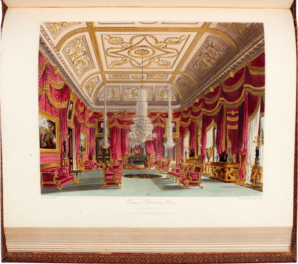 View full screen - View 1 of Lot 147. William Henry Pyne | Royal Residences. London, 1818, 3 volumes, 4to, red morocco gilt.