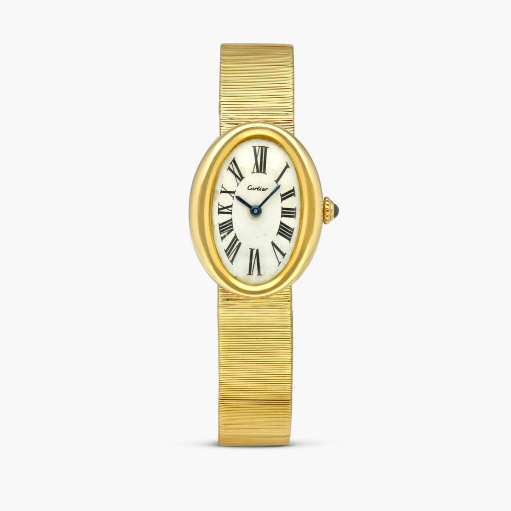 View full screen - View 1 of Lot 2427. Baignoire | A yellow gold oval lady’s bracelet watch, Circa 1966-67.