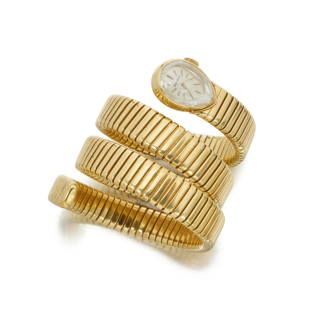 View full screen - View 1 of Lot 309. Gold 'Tubogas' Bracelet-Watch.