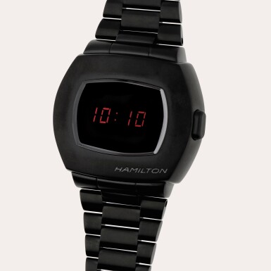 View full screen - View 1 of Lot 399. American Classic PSR Digital Quartz, Reference H52404130 | A black PVD-coated stainless steel digital wristwatch with bracelet | Circa 2022.