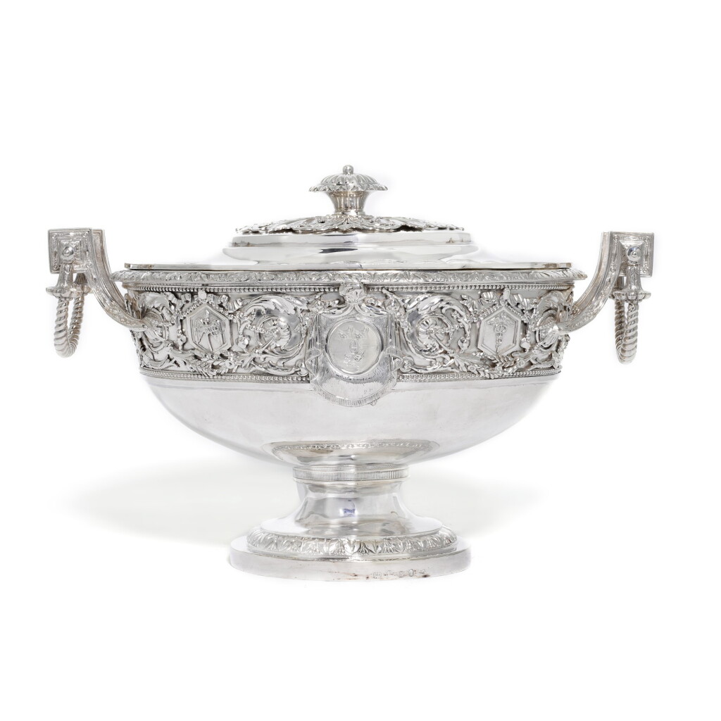View full screen - View 1 of Lot 89. A George III silver soup tureen, William Pitts, London, 1801.