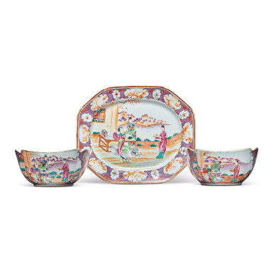 View full screen - View 1 of Lot 565. THREE CHINESE 'MANDARIN PALETTE' WARES, QING DYNASTY, QIANLONG PERIOD, CIRCA 1785.