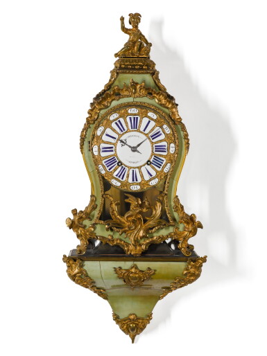 View full screen - View 1 of Lot 141. A Louis XV gilt-mounted 'corne verte' bracket clock, Seugnot, Paris, circa 1760.