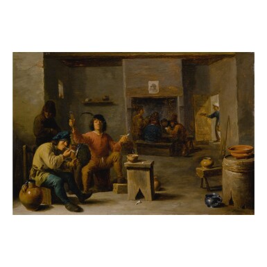 View full screen - View 1 of Lot 33. Peasants smoking and drinking in a tavern.
