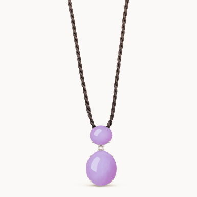 View full screen - View 1 of Lot 1643. Lavender Jadeite and Diamond Pendent Necklace | 天然紫色翡翠 配 鑽石 項鏈.