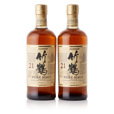 View full screen - View 1 of Lot 8198. 竹鶴 Taketsuru Pure Malt 21 Year Old 43.0 abv NV (2 BT70).