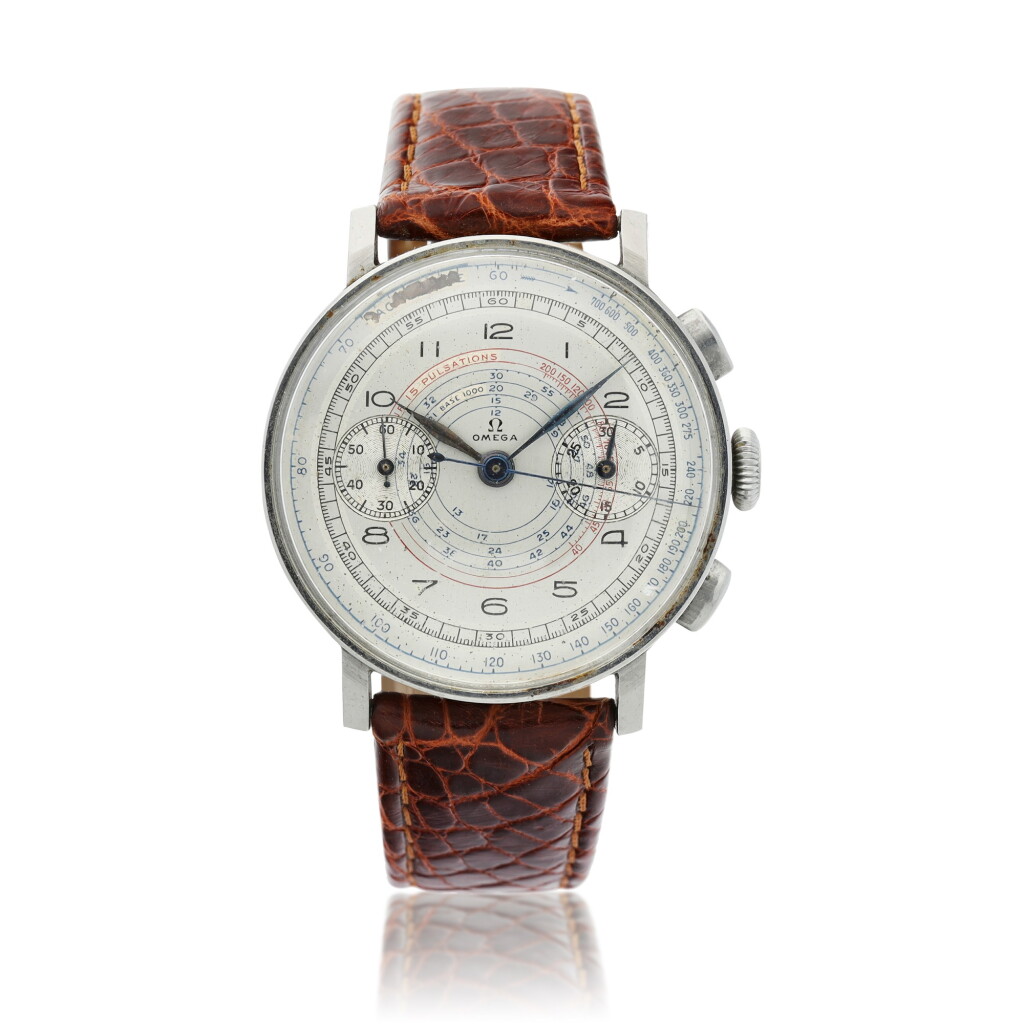 View full screen - View 1 of Lot 6. A stainless steel chronograph wristwatch, Circa 1960.