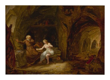 View full screen - View 1 of Lot 93. The Temptation of St. Anthony in a rocky cavern.