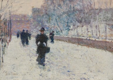 View full screen - View 1 of Lot 34. CHILDE HASSAM | PROMENADE - WINTER, NEW YORK.