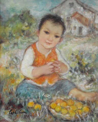 View full screen - View 1 of Lot 200. Le Thi Luu 樂氏琉 | L'enfant aux fruits 拿著水果的孩子.