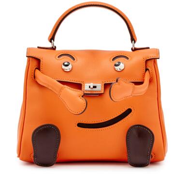 View full screen - View 1 of Lot 64. Orange H and Ébène Swift Quelle Idole Kelly Doll Palladium Hardware,.