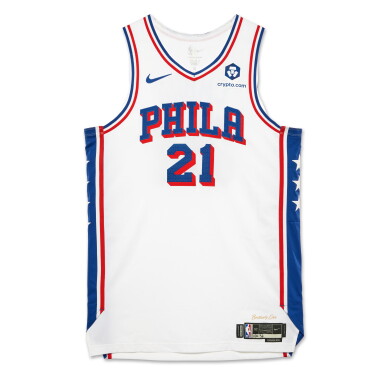 View full screen - View 1 of Lot 105. Joel Embiid Philadelphia 76ers 2024-2025 Emirates NBA Cup Game Worn Association Edition Jersey .