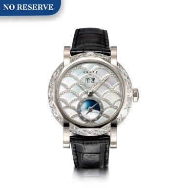 View full screen - View 1 of Lot 1077. 'Graff Star Automatic Icon' Reference GSA38WGDL, 1 Limited Edition White Gold and Diamond-Set Automatic Wristwatch with Date, Day and Night Indication Combined with Dual Time Function | 格拉夫| Graff Star Automatic Icon編號GSA38WGDL 1,限量版白金鑲鑽石自動上鏈兩地時區腕錶備日期及晝夜顯示,約2010年製.