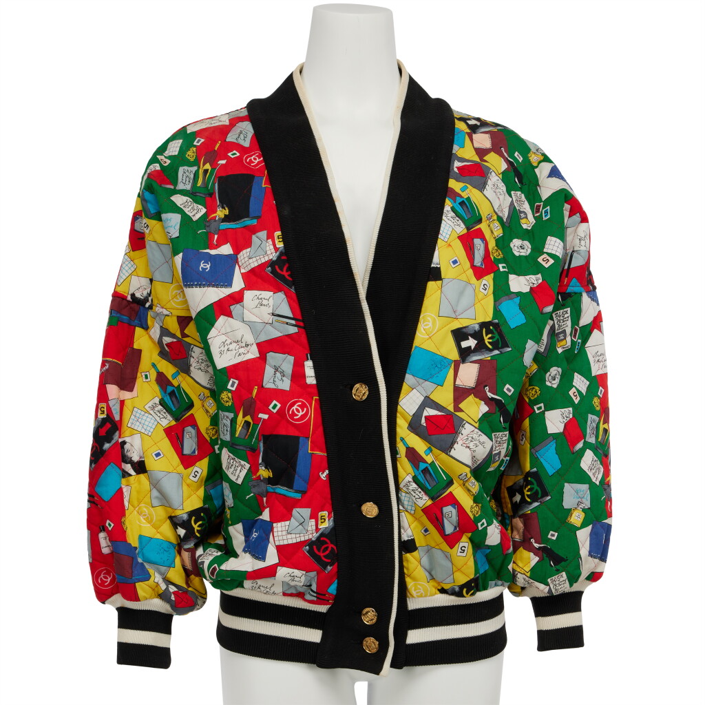 View full screen - View 1 of Lot 60. Novelty Print Baseball Jacket, Spring-Summer 1987.