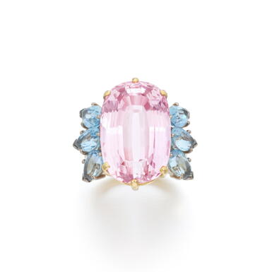 View full screen - View 1 of Lot 1208. Kunzite and aquamarine ring.