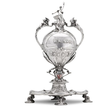 View full screen - View 1 of Lot 6. The Manchester Cup, 1904. A spectacular Art Nouveau silver racing trophy, Elkington & Co. Ltd., Birmingham, 1899.