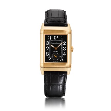 View full screen - View 1 of Lot 705. REFERENCE 270.2.62, REVERSO YELLOW GOLD RECTANGULAR REVERSIBLE WRISTWATCH CIRCA 1999.