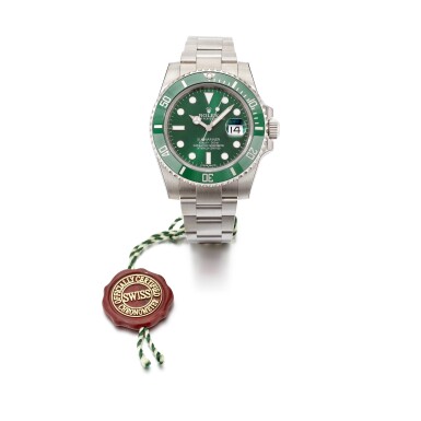 View full screen - View 1 of Lot 445. 'Hulk' Submariner, Ref. 116610LV Stainless steel wristwatch with date and bracelet Circa 2017.