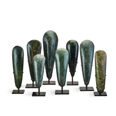 View full screen - View 1 of Lot 80. Papua New Guinea, Lake Sentani, late 19th/early 20th century | Eight Adze Ceremonial Blades (Obligation Stones).