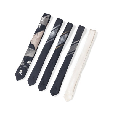 View full screen - View 1 of Lot 52. Set of Five Black Metalic and Cream Ties, circa 2000.