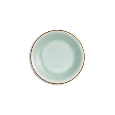 View full screen - View 1 of Lot 176. A fine celadon-glazed saucer, Seal mark and period of Qianlong | 清乾隆 豆青釉敞口洗 《大清乾隆年製》款.