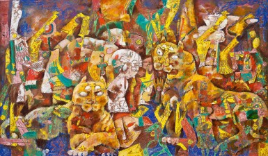 View full screen - View 1 of Lot 1063. Shi Hu 石虎 | Two tigers 二虎圖.