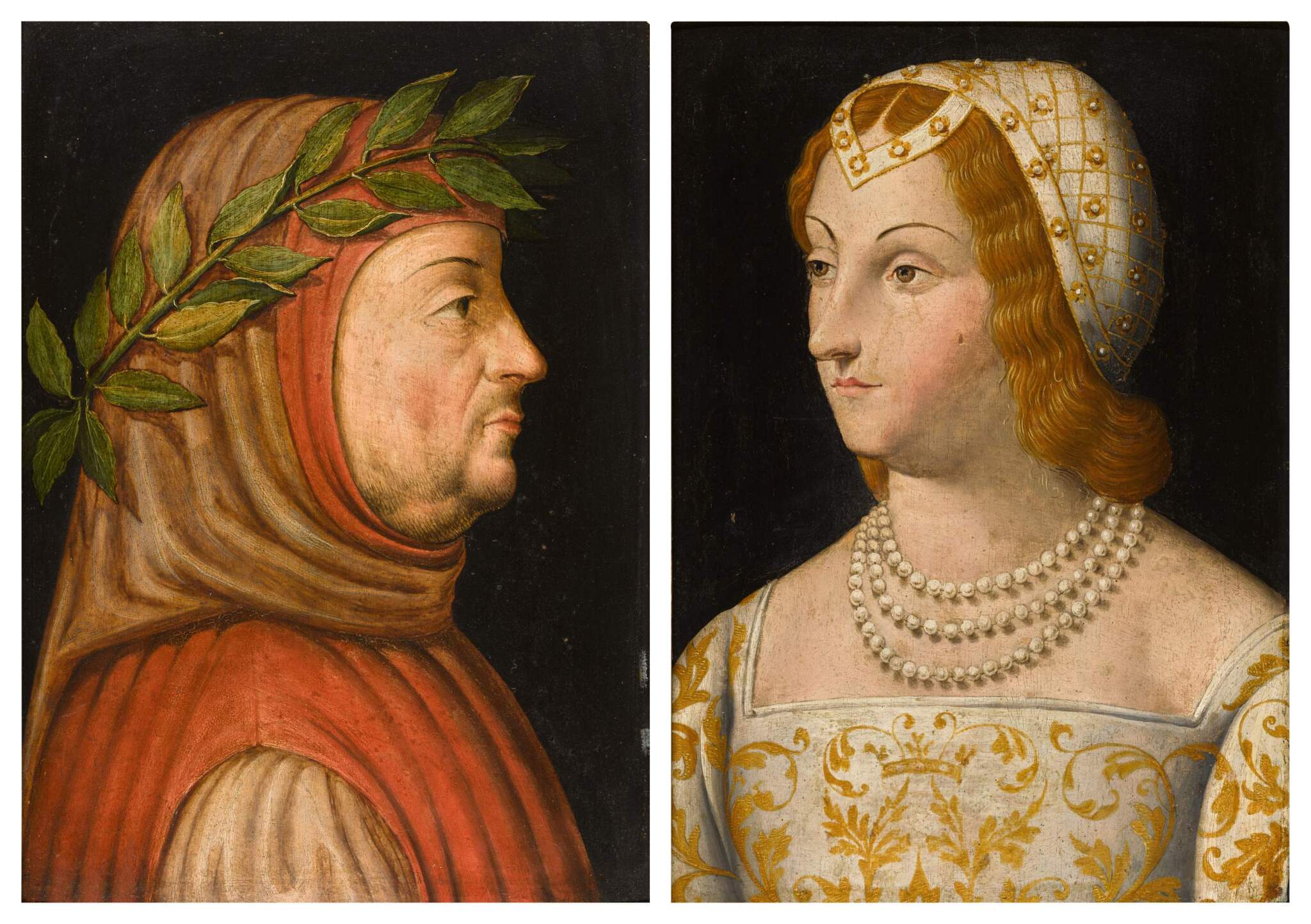 A Pair Of Portraits Petrarch 1304 1374 And Laura De Noves 1310 a-pair-of-portraits-petrarch-1304-1374-and-laura-de-noves-1310