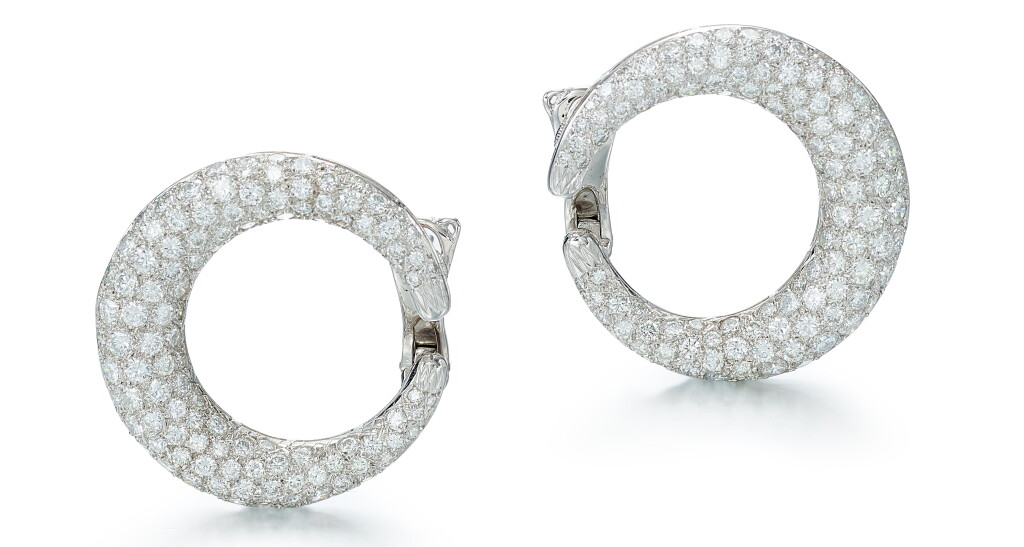 View full screen - View 1 of Lot 9167. PAIR OF DIAMOND EARRINGS, VAN CLEEF & ARPELS | 鑽石耳環一對, 梵克雅寶(Van Cleef & Arpels).