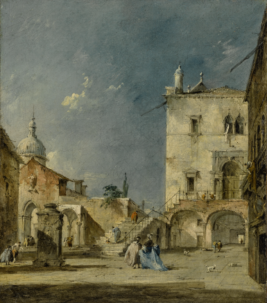 View full screen - View 1 of Lot 51. FRANCESCO GUARDI | CAPRICCIO VIEW OF A VENETIAN CAMPO.