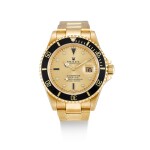 ROLEX | SUBMARINER, REFERENCE 16618, A YELLOW GOLD, DIAMOND AND SAPPHIRE-SET WRISTWATCH WITH DATE AND BRACELET, CIRCA 1994
