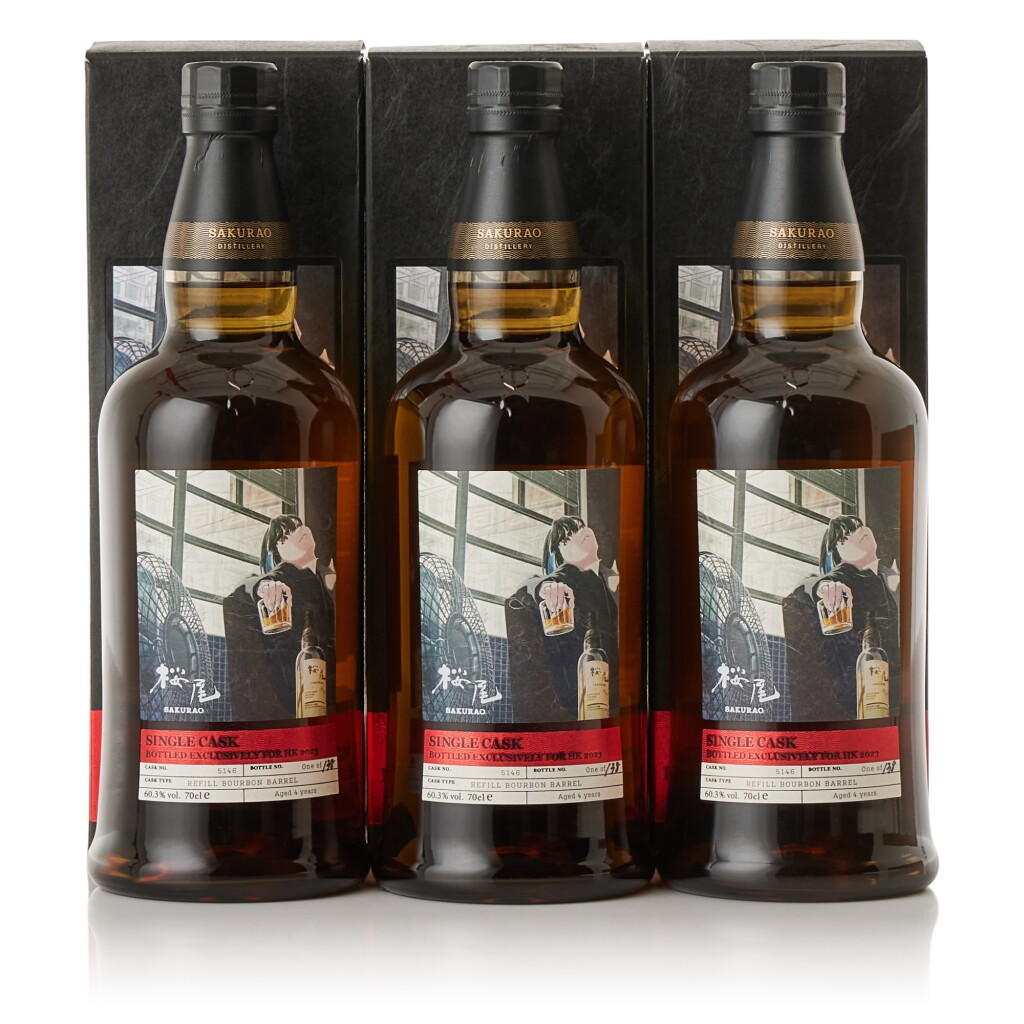 View full screen - View 1 of Lot 9237. 櫻尾 Sakurao Refilled Bourbon Barrel #5146 HK Exclusive 60.3 abv NV (3 BT70).