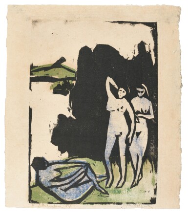 View full screen - View 1 of Lot 29. Drei Badende, Moritzburg (G. 449; D. 163).