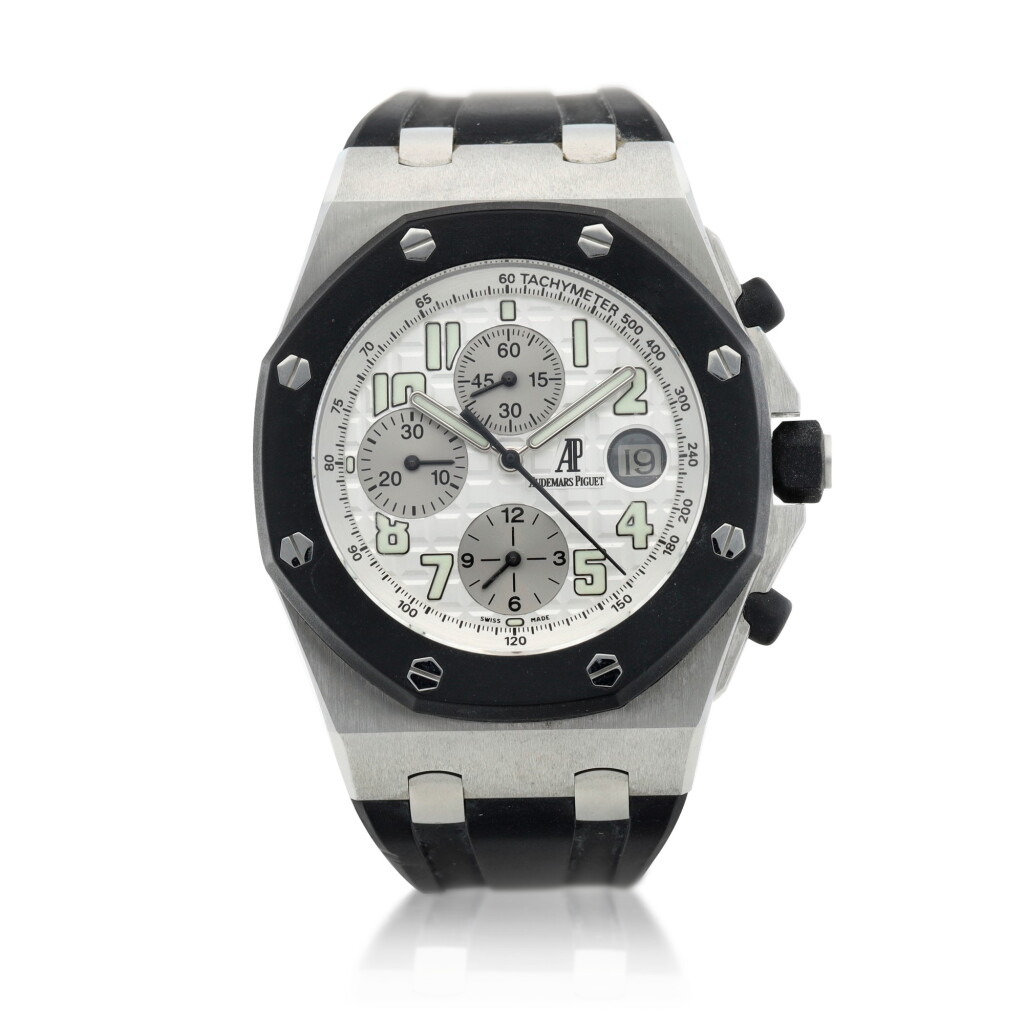 View full screen - View 1 of Lot 59. Reference 25940SK Royal Oak Offshore A stainless steel automatic chronograph wristwatch with date, Circa 2005.