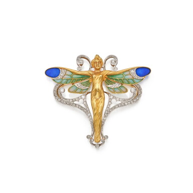 View full screen - View 1 of Lot 192. Gaston Lafitte | Gold, Enamel and Diamond Pendant-Brooch, France 黃金飾琺瑯鑲鑽石吊墜別針,法國.