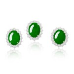 Jadeite and Diamond Demi-Parure | 天然翡翠 配 鑽石 戒指 及 耳環套裝