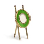 A jewelled silver-mounted guilloché enamel miniature easel frame, probably Fabergé, Moscow or St Petersburg, circa 1900