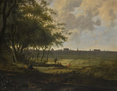 View full screen - View 1 of Lot 44. ANTHONIE JANSZ. VAN DER CROOS | Landscape with view of Leiden.