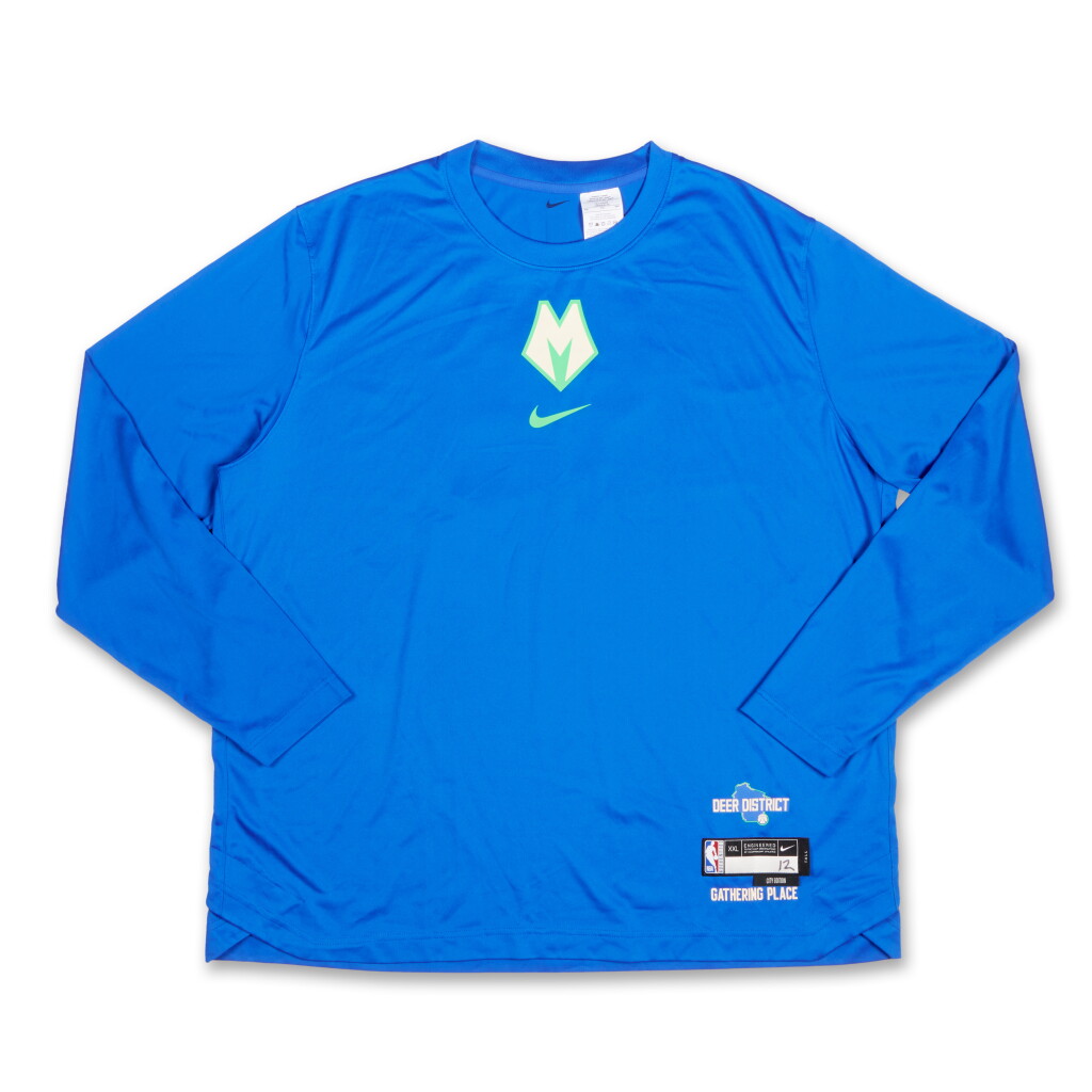 View full screen - View 1 of Lot 97. Marques Bolden Milwaukee Bucks 2023-2024 City Edition Warmup Top.