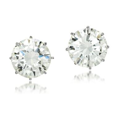 View full screen - View 1 of Lot 164. Pair of diamond ear studs.
