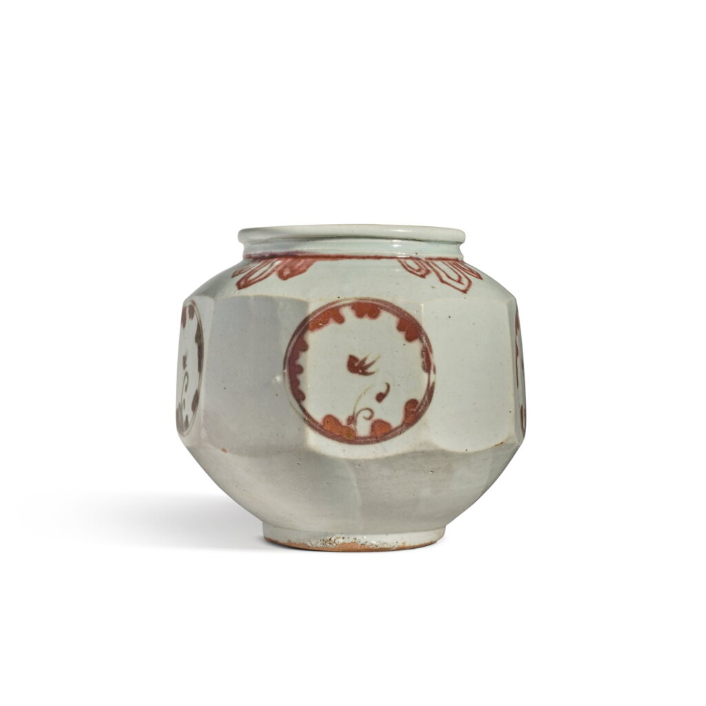 View full screen - View 1 of Lot 517. An underglaze-red 'birds' faceted jar, Joseon dynasty, 18th century .