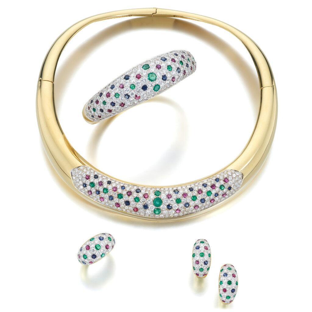 View full screen - View 1 of Lot 755. Gold, Gem-Set and Diamond Parure.