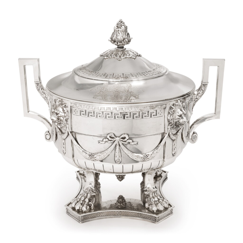View full screen - View 1 of Lot 147. A MASSIVE GERMAN SILVER PUNCH BOWL AND COVER, CIRCA 1900.