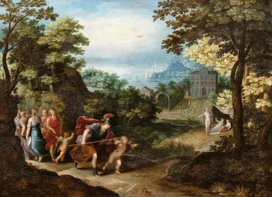 View full screen - View 1 of Lot 45. Apollo and Minerva leaving the Muses for Venus, Ceres and Bacchus | Apollon et Minerve quittant les Muses pour retrouver Venus, Cérès et Bacchus.