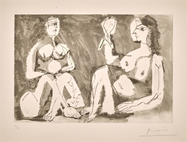 View full screen - View of Deux femmes assises au miroir (B. 1211; Ba. 1193).
